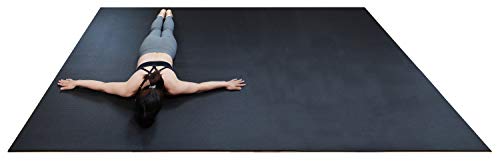 RevTime Extra Large Exercise Mat 10 x 6 feet (120″ x 72″ x 1/4″+) 7 mm  Thick & High Density Mat for Home Cardio and Yoga Workouts, Durable Gym Mat,  Black – RevTime