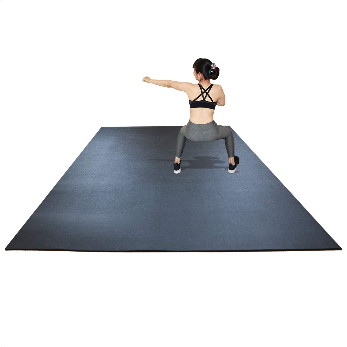 RevTime Extra Large Exercise Mat 6 x 6 feet (72″ x 72″ x 1/4″+) 7 mm Thick  & High Density Mat for Home Cardio and Yoga Workouts, Durable Gym Mat,  Black – RevTime